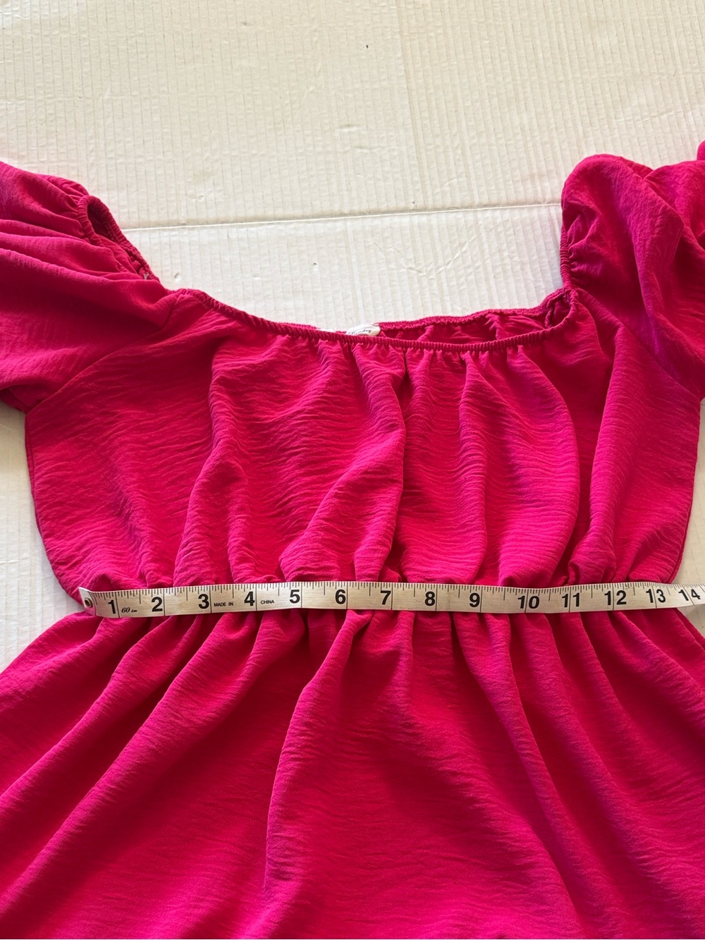 See You Monday Hot Pink Tiered Midi Dress Size L Puff Sleeve Romantic Cottage - Picture 9 of 12